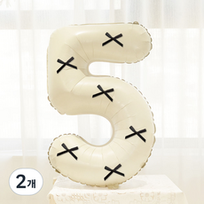 Mimi Party 緞帶大型數字氣球 100cm 5, 2個, 奶油黑色