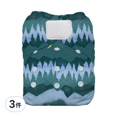 THIRSTIES 成長型 一體式 AIO布尿布 有機棉 魔鬼氈, Mountain Twilight, 3件