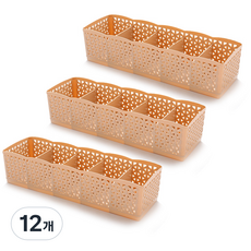 Maket Gamseong 5格多功能收納盒, 淺褐色, 12個