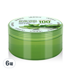 LALAFOLIE 蘆薈舒緩凝膠 100% 蘆薈保濕 臉部&身體 300ml, 6罐