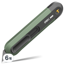 델리 홈시리즈 커터칼 그린 T형 EHT4008L, 6개