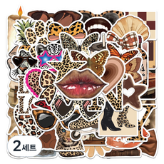 다다랜드 맥북 캐리어 꾸미기 감성 스티커 50p 세트, 레오파드, 2세트