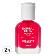 오호라 내추럴 글로우 워터시럽 네일 강화제 피치, 2개, 15ml