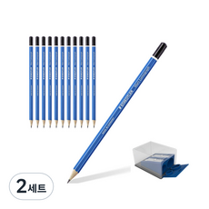 STAEDTLER 施德樓 Mars Lumograph鉛筆 9B 12入+專用2孔便攜式削鉛筆器 文具組, 2套, 混色