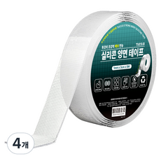 TUCO.B 超強力網格萬能矽膠雙面膠帶 3cm x 5m x 1mm, 透明, 4個