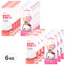 아이러브에어 헬로키티 하이가드 황사마스크 2종 세트 화이트 KF94 대형 7p + 소형 7p, 6세트