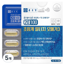 Chong Kun Dang 鍾根堂 Pharm 超臨界rTG Omega-3魚油軟膠囊, 30片, 883mg, 5個