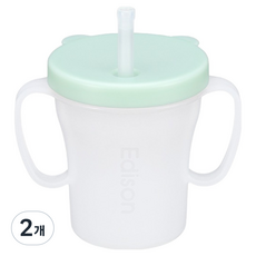 에디슨 베이비 흘림방지 빨대컵, 200ml, 2개, 민트