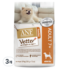 ANF 베터플러스 독 기능성 사료 에이징 7+, 어덜트, 3.9kg, 3개