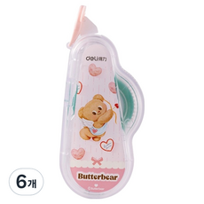 델리 버터베어 양면 풀테이프 6mm x 12m, 핑크, 6개