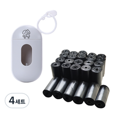 멍냥 반려동물 티슈형 배변 케이스 + 봉투 500p + 랜덤발송 15p, 케이스(그레이), 봉투(블랙), 515개입, 4세트