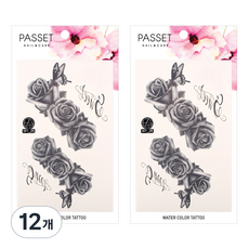 PASSET 水彩紋身貼紙, WT26, 12個