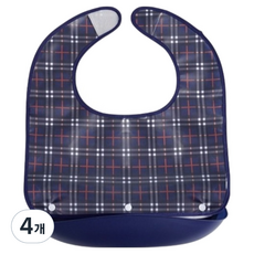 成人用防水用餐輔助圍兜 短版, 4個, 深藍色