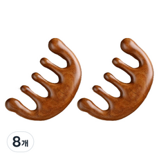홈즈픽 원목 마사지 두피 괄사, 브라운, 8개