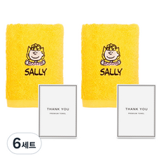 송월타월 타올 스누피 드림 타올 180g 40수 코마사 선물세트, 옐로우, 6세트