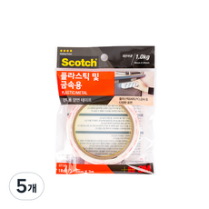 3M Scotch 塑膠金屬用泡棉雙面膠帶 18mm x 3m, 5個