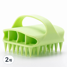 잇곰 潔淨熊 密集方形矽膠洗髮頭皮按摩刷, 2個, 綠色