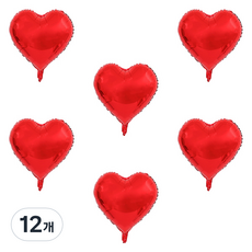 Maket Gamseong 紀念日鋁箔愛心氣球, 12個, 紅色