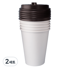 블룸엣홈 카페 무지 종이컵 240ml x 25p + 블랙 뚜껑 25p 세트, 2세트