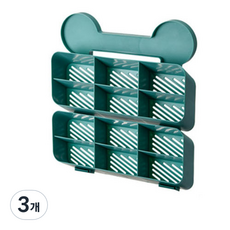 민트 양말 속옷 수납박스 벽걸이형 2단, 그린, 3개