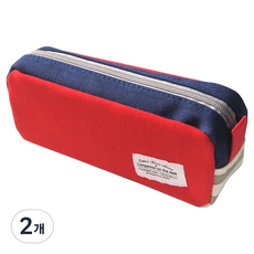 棉質圓形鉛筆袋, 2個, 紅色