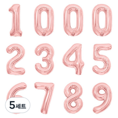PartyIsland 數字鋁箔氣球12入組 40公分, 5套, 玫瑰金