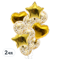 마켓감성 별 하트 파티 풍선 10p 세트, 타입1, 2세트