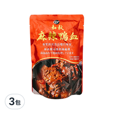 和秋 麻辣鴨血, 純正漢方中藥材熬煮，湯頭香辣而不嗆，加熱即可食，100%純鴨血，SGS檢驗合格, 450g, 3包
