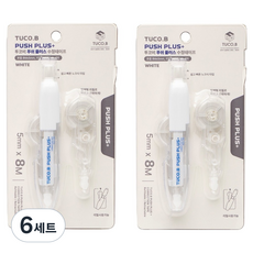 투코비 푸쉬 플러스 수정테이프 + 리필 세트, 화이트, 6세트