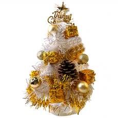 摩達客 精緻聖誕樹 + 裝飾品組 不含燈 免組裝 台灣製, 白色 + 金色