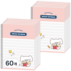 뭉구 1000 보바 스프링 영어노트, 핑크, 60개