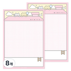 도나와 친구들 일상 메모패드 A5, 토미와 마몽이 집, 8개, 100개입