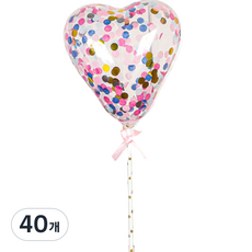 하이어리 파티용 투명 컨페티 풍선 하트, 믹스, 40개