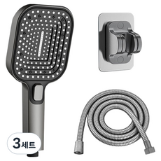 원이네 3단 스퀘어 오버헤드 샤워기 세트, 3세트, 그레이