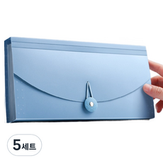 오피스코어 영수증 통장 정리 13포켓 아코디언 파일 슬림 타입 + 인덱스스티커 세트, 블루, 5세트