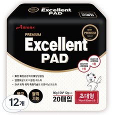 아몬스 엑셀런트 배변패드 무향, 20개입, 12개