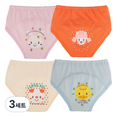 agazzang 卡通如廁訓練褲4件組, A(粉紅色, 橘色, 黃色, 天藍色), 3套