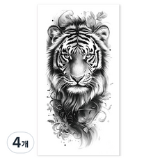 gelluna 男用逼真猛獸老虎手臂指甲花紋身刺青貼紙, T-205, 4個