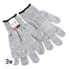 FANCY LIFE 萬用防割手套男款 - 工業安全防護必備, L, 3雙, 麻灰色