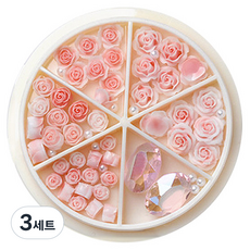 花朵混合水鑽美甲飾品組 KN-P107, 混合色(KN-P1074), 3套
