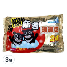 熊麻吉 暖暖包 10片裝，持續發熱24小時，平均溫度53度，最高溫度60度，台灣製造, 3包
