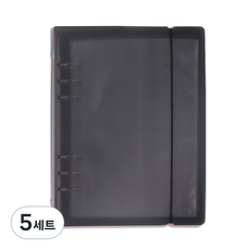 wannathis 6孔貼紙活頁夾 A5+雙面內頁 40張組, 黑色, 5組