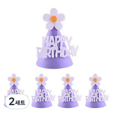 파티공구 조립형 생일 꼬깔모자 5p 세트, 꽃라벤다, 2세트