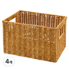 코멧 홈 내츄럴 라탄 패턴 사각 바구니 M, 4개