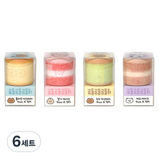 조선문방구 곰돌곰돌곰돌희 뜯어쓰는 점착메모 4종 세트, 플레인 카스테라, 딸기 케이크, 녹차 카스테라, 커피 케이크, 6세트