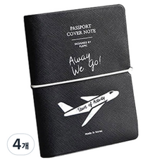 PLEPIC 護照套旅行筆記本, 4個, 黑色
