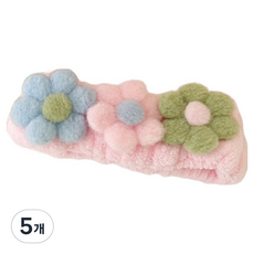 Nalli Sisters 花朵造型洗臉髮帶, 5個, 粉紅色