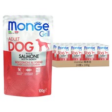 monGe 瑪恩吉 Grill 炙燒肉塊無穀主食犬餐包 成犬, 24個, 100g, 鮭魚