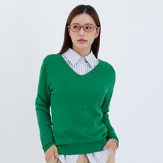 Elsso 女款柔軟人造絲V領長袖針織衫