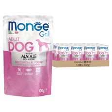 monGe 瑪恩吉 Grill 炙燒肉塊無穀主食犬餐包 成犬, 24個, 100g, 豬肉
